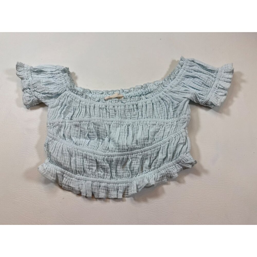 Ocean Drive Off-Shoulder Light Blue Smocked Top Size S 100% Cotton (HH263)